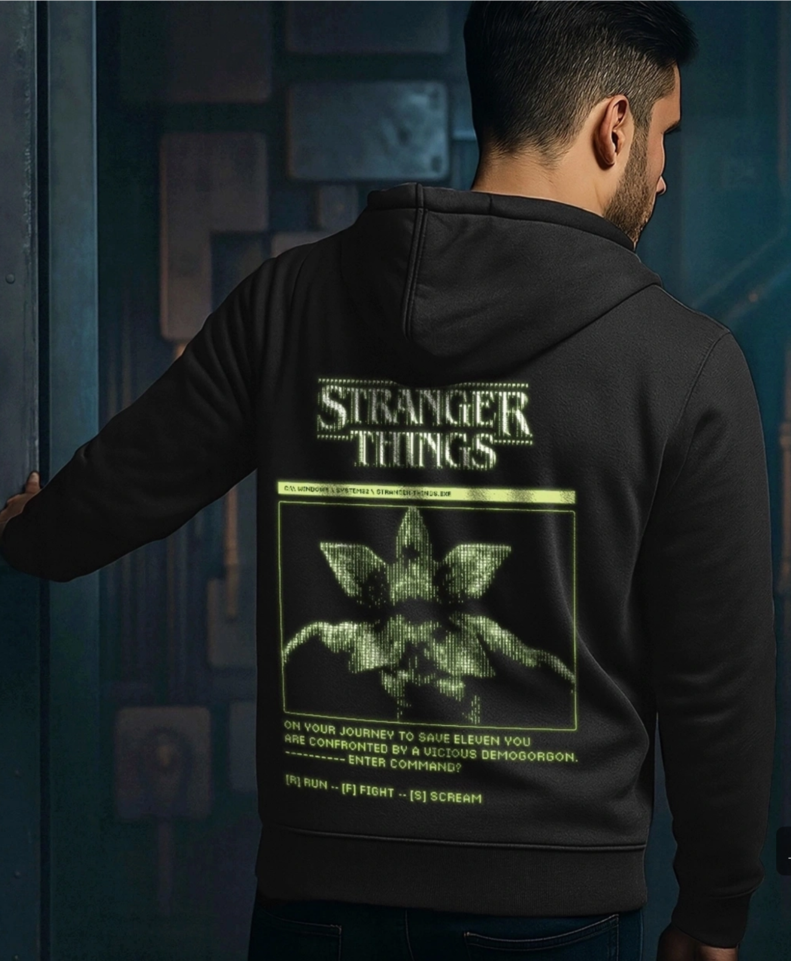 Stanger things| Neon Printed Hoodie